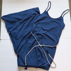Aerie Maxi Spaghetti Strap Tank Dress Blue Sz M